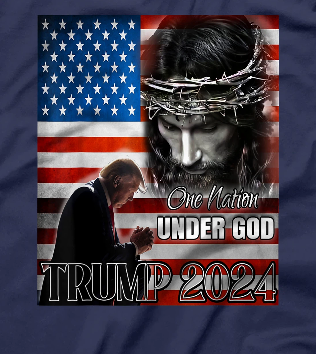 One Nation Under God Trump 2024 God American Flag Patriotic T-Shirt