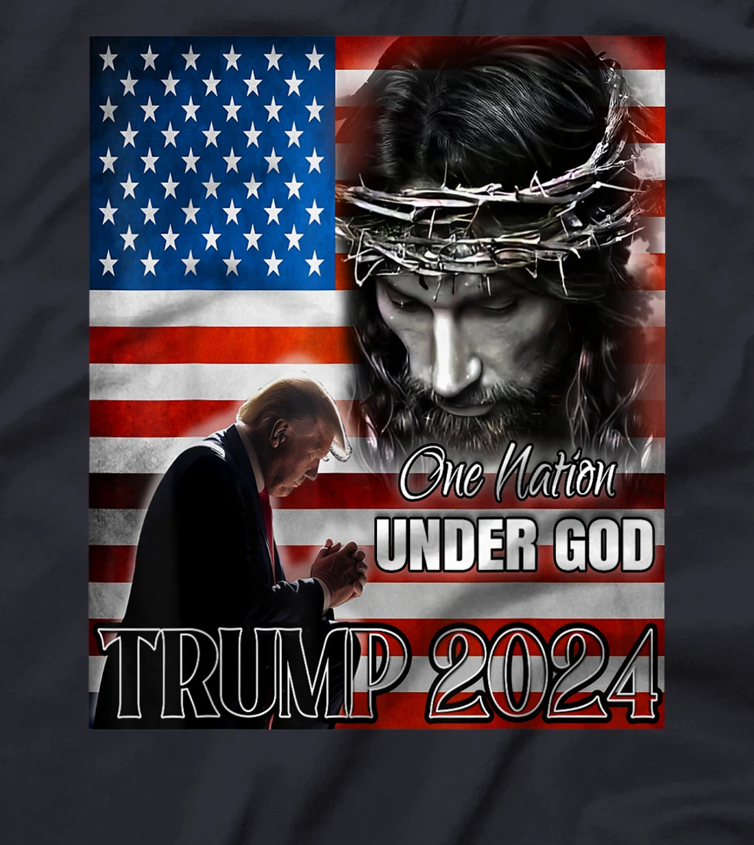 One Nation Under God Trump 2024 God American Flag Patriotic T-Shirt