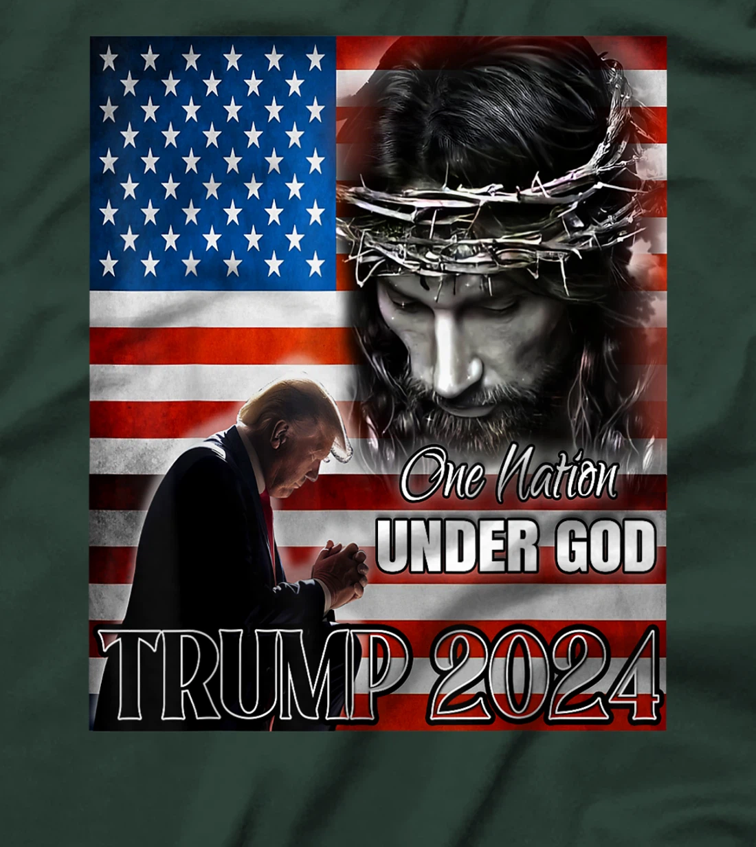 One Nation Under God Trump 2024 God American Flag Patriotic T-Shirt