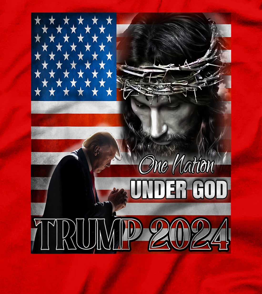 One Nation Under God Trump 2024 God American Flag Patriotic T-Shirt