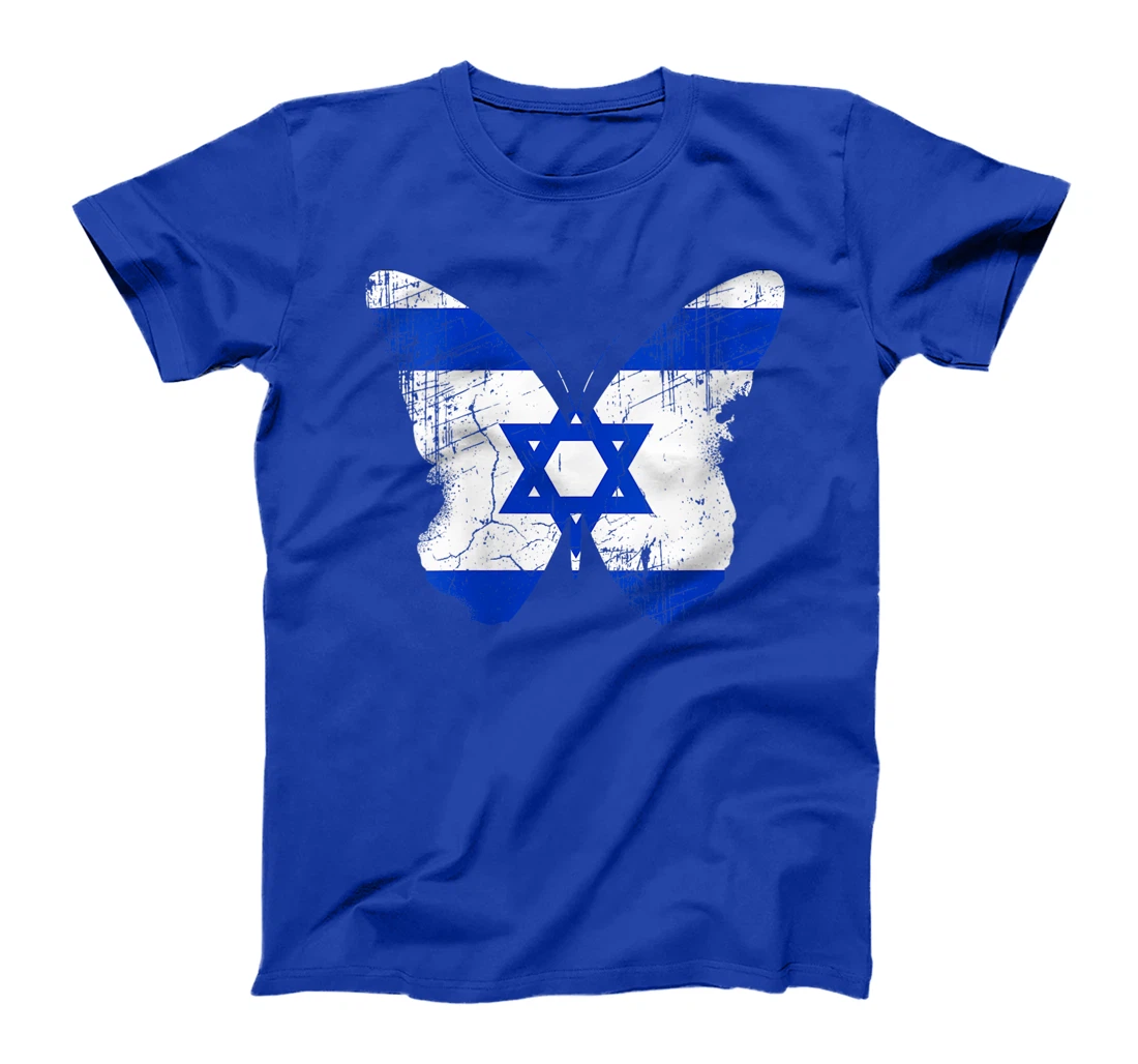 Womens Israel Butterfly Statement Distressed Israelian Jewish T-Shirt