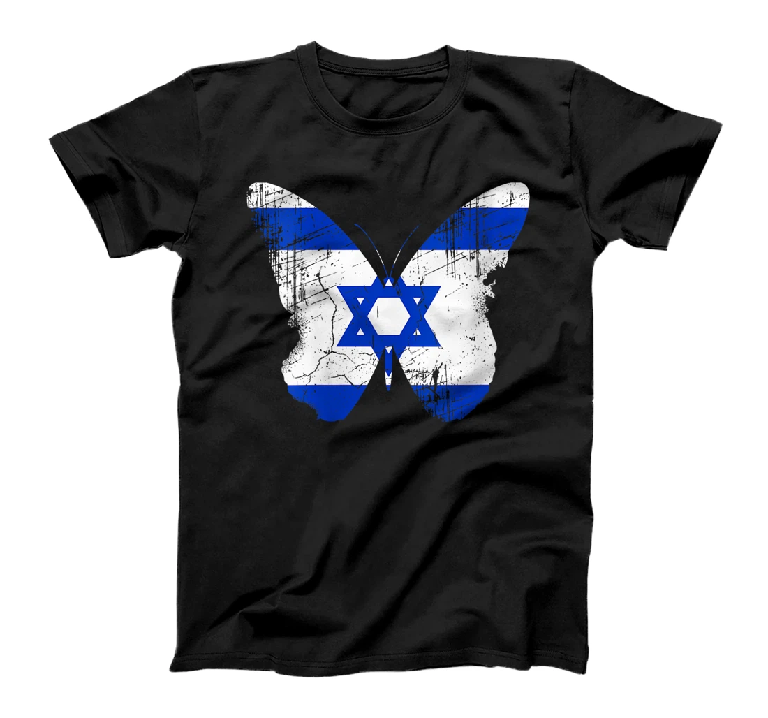 Womens Israel Butterfly Statement Distressed Israelian Jewish T-Shirt