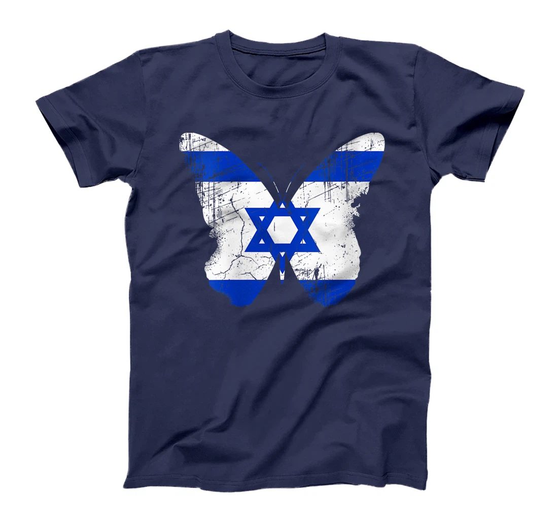 Womens Israel Butterfly Statement Distressed Israelian Jewish T-Shirt