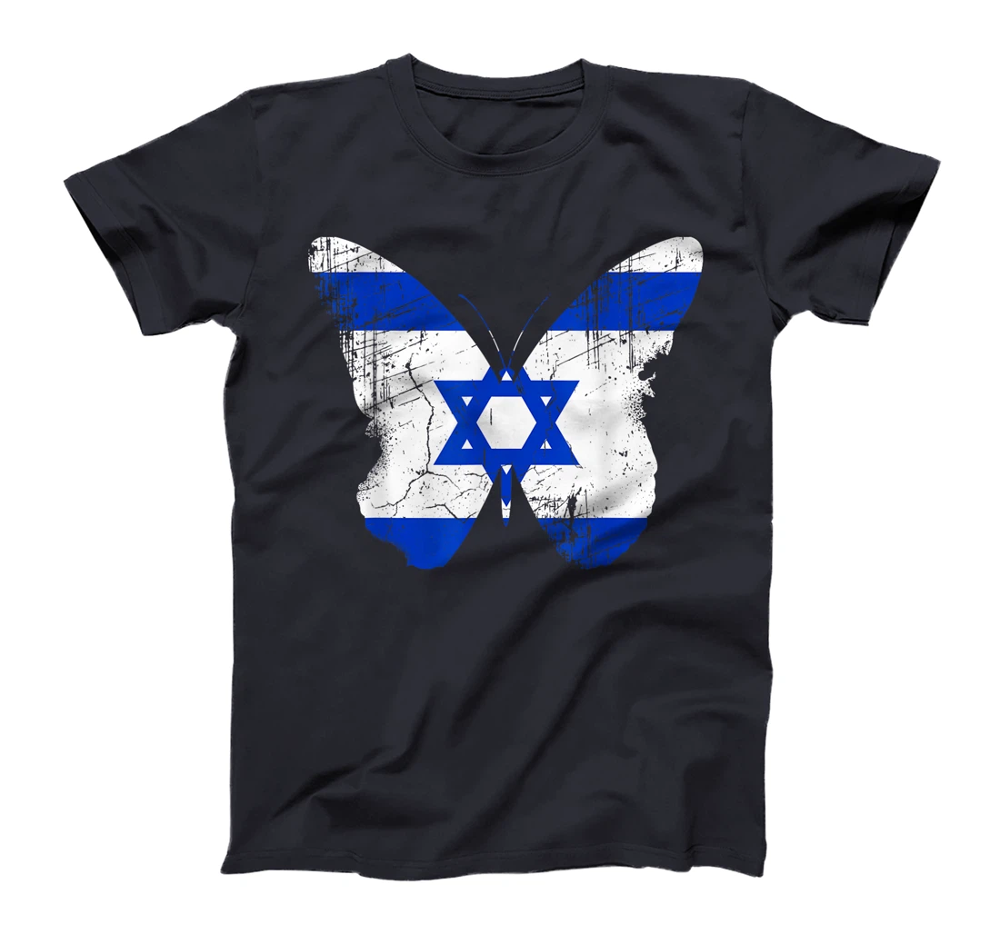 Israel Butterfly Statement Distressed Israelian Jewish T-Shirt