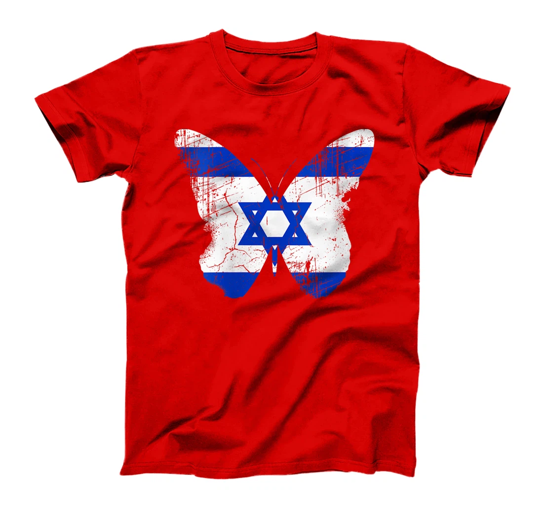 Womens Israel Butterfly Statement Distressed Israelian Jewish T-Shirt