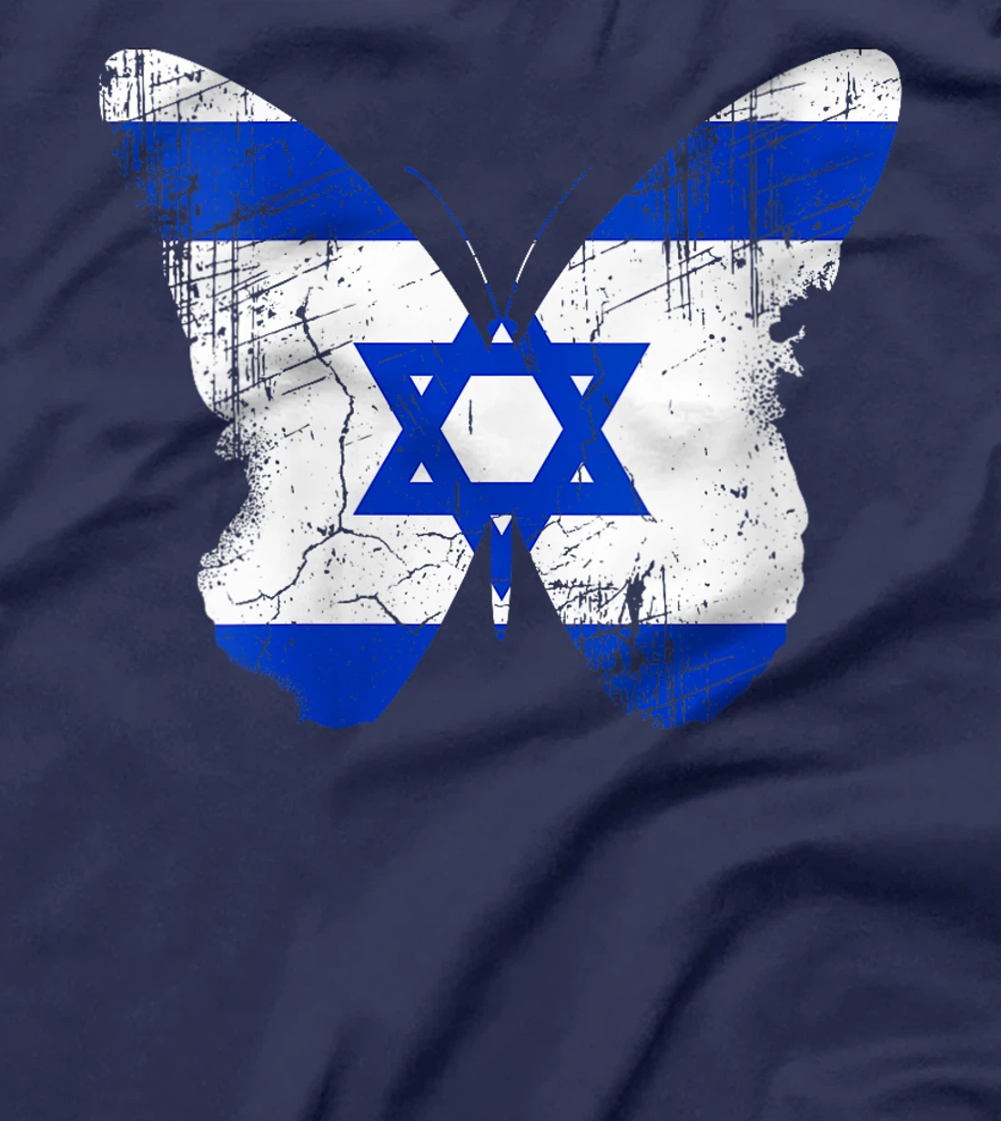 Womens Israel Butterfly Statement Distressed Israelian Jewish T-Shirt