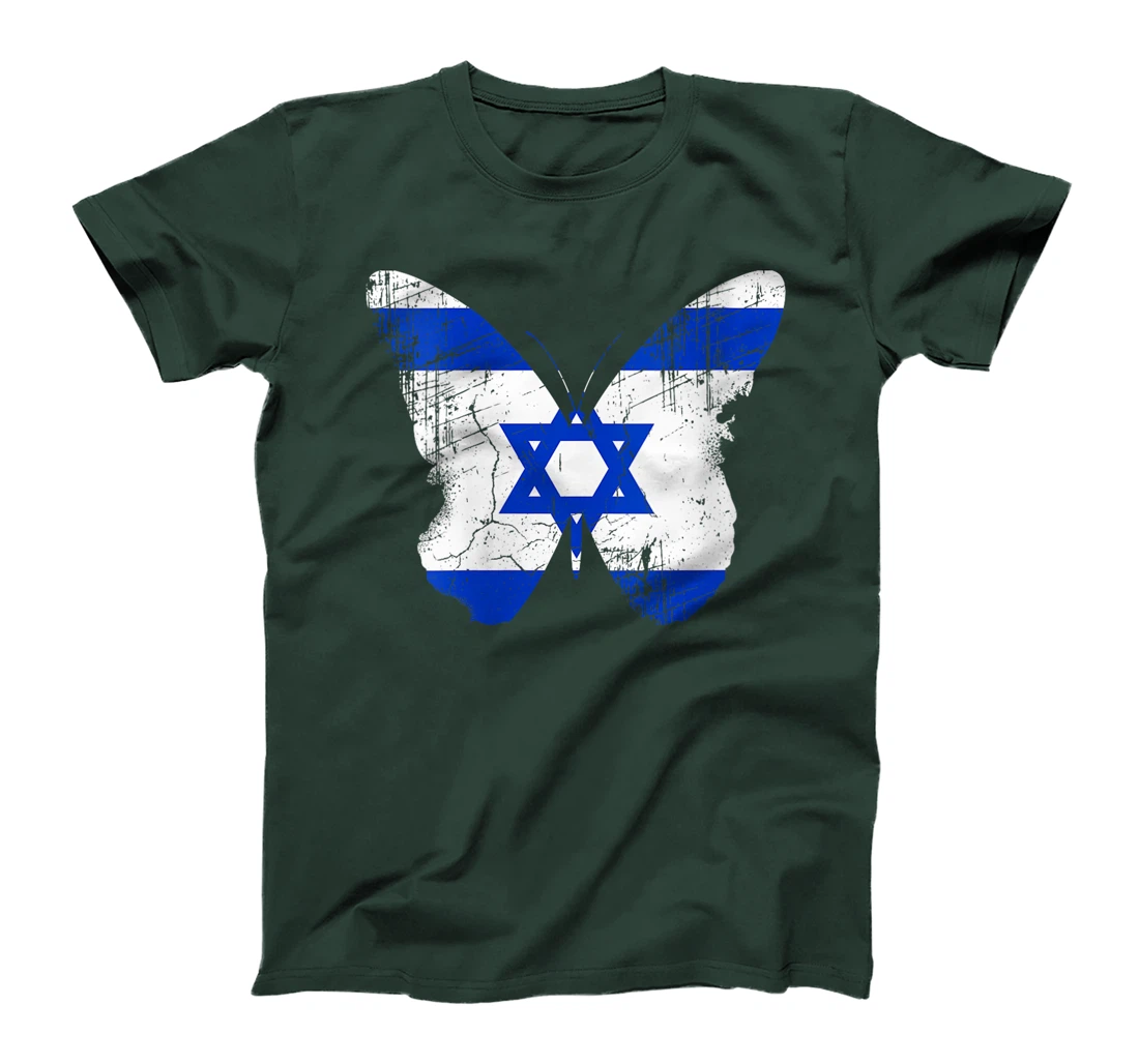 Womens Israel Butterfly Statement Distressed Israelian Jewish T-Shirt