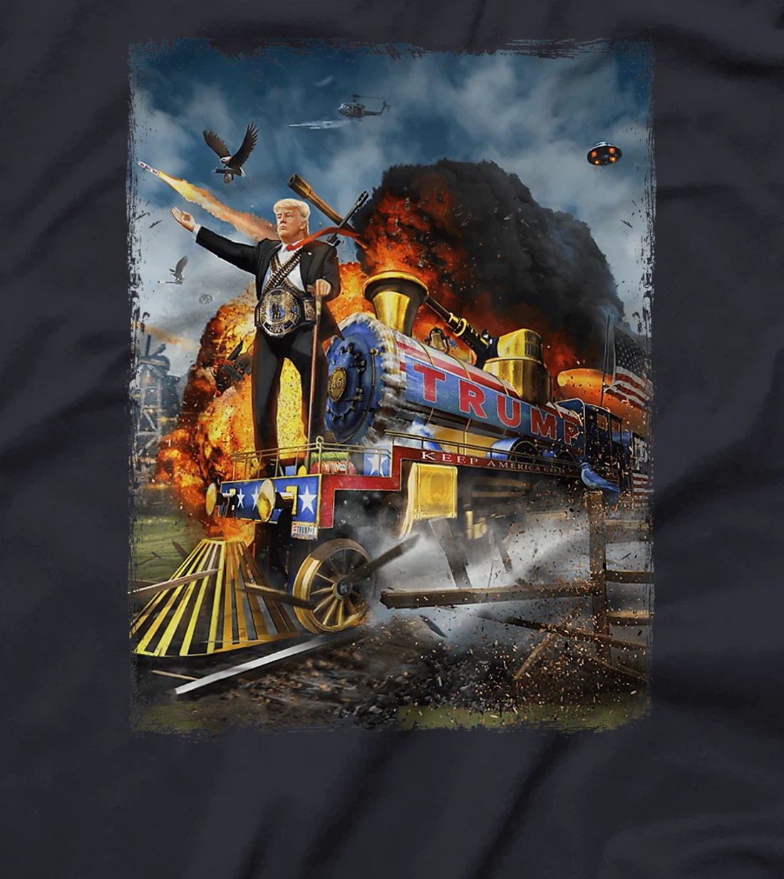 All Aboard The Trump Train Funny Donald Trump 2024 Election T-Shirt