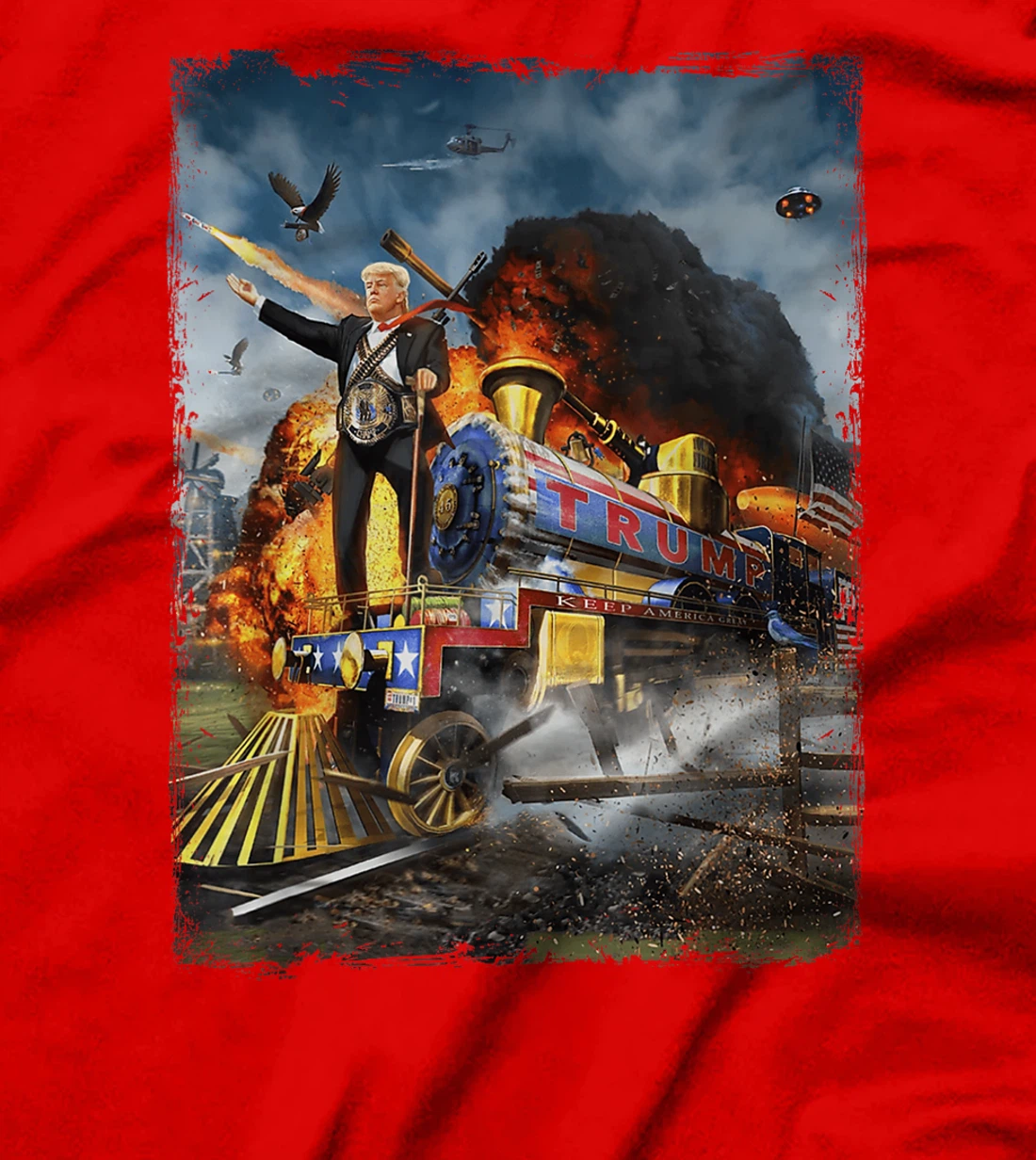 All Aboard The Trump Train Funny Donald Trump 2024 Election T-Shirt