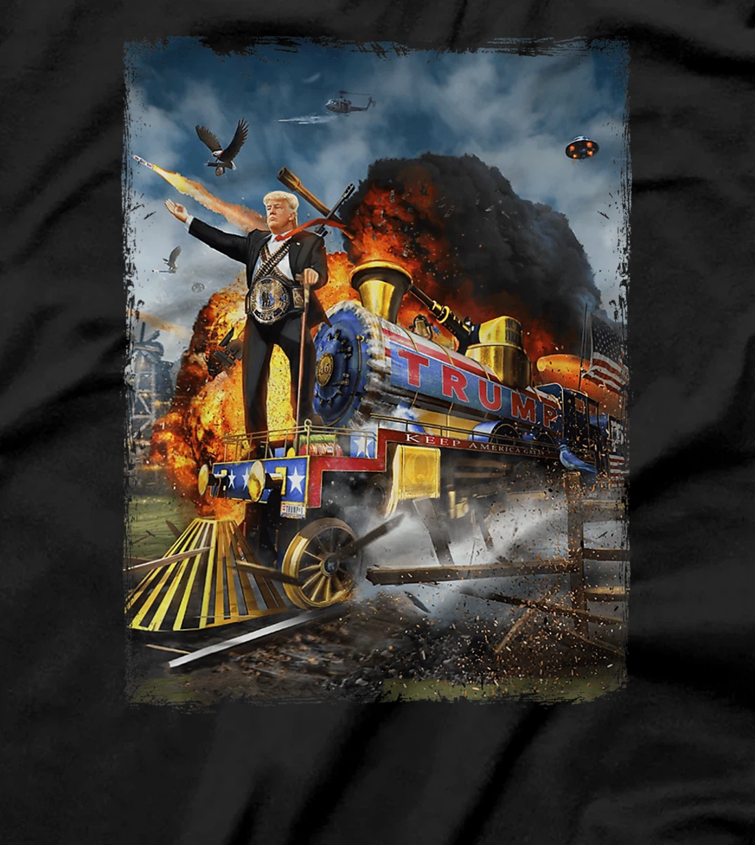 All Aboard The Trump Train Funny Donald Trump 2024 Election T-Shirt