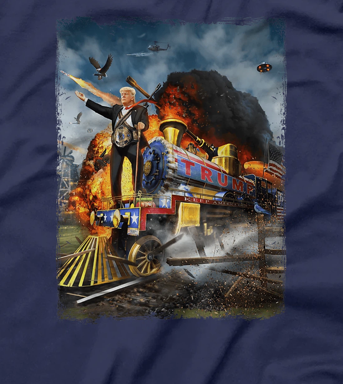 All Aboard The Trump Train Funny Donald Trump 2024 Election T-Shirt