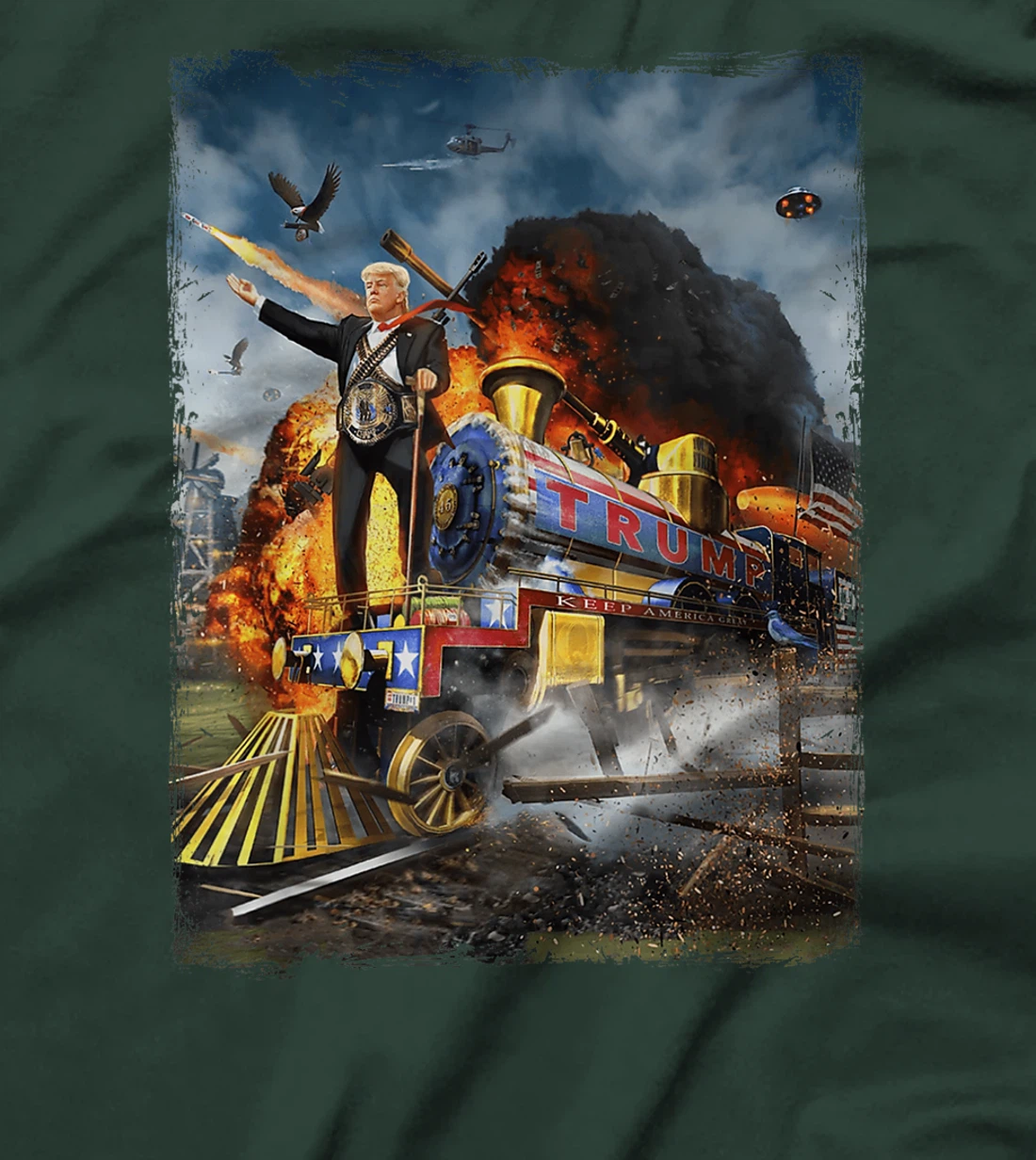 All Aboard The Trump Train Funny Donald Trump 2024 Election T-Shirt
