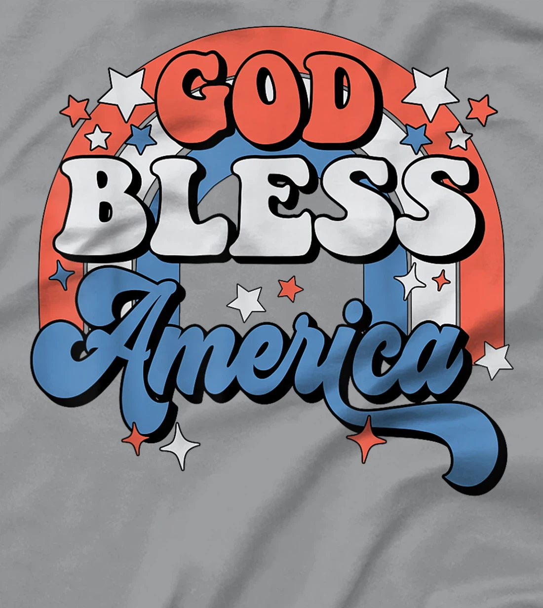 God Bless America Rainbow Retro Groovy 4th Of July T-Shirt