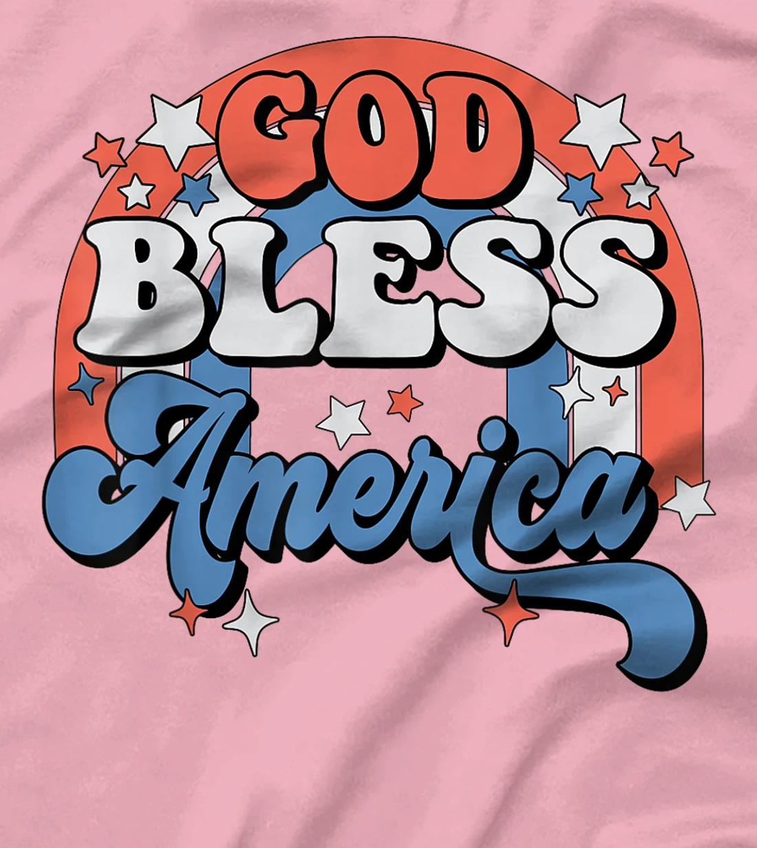 God Bless America Rainbow Retro Groovy 4th Of July T-Shirt