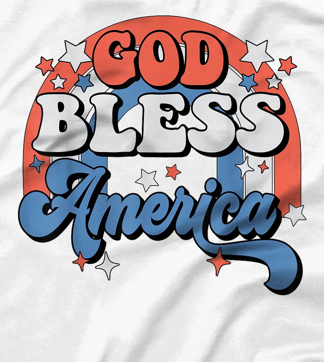 God Bless America Rainbow Retro Groovy 4th Of July T-Shirt
