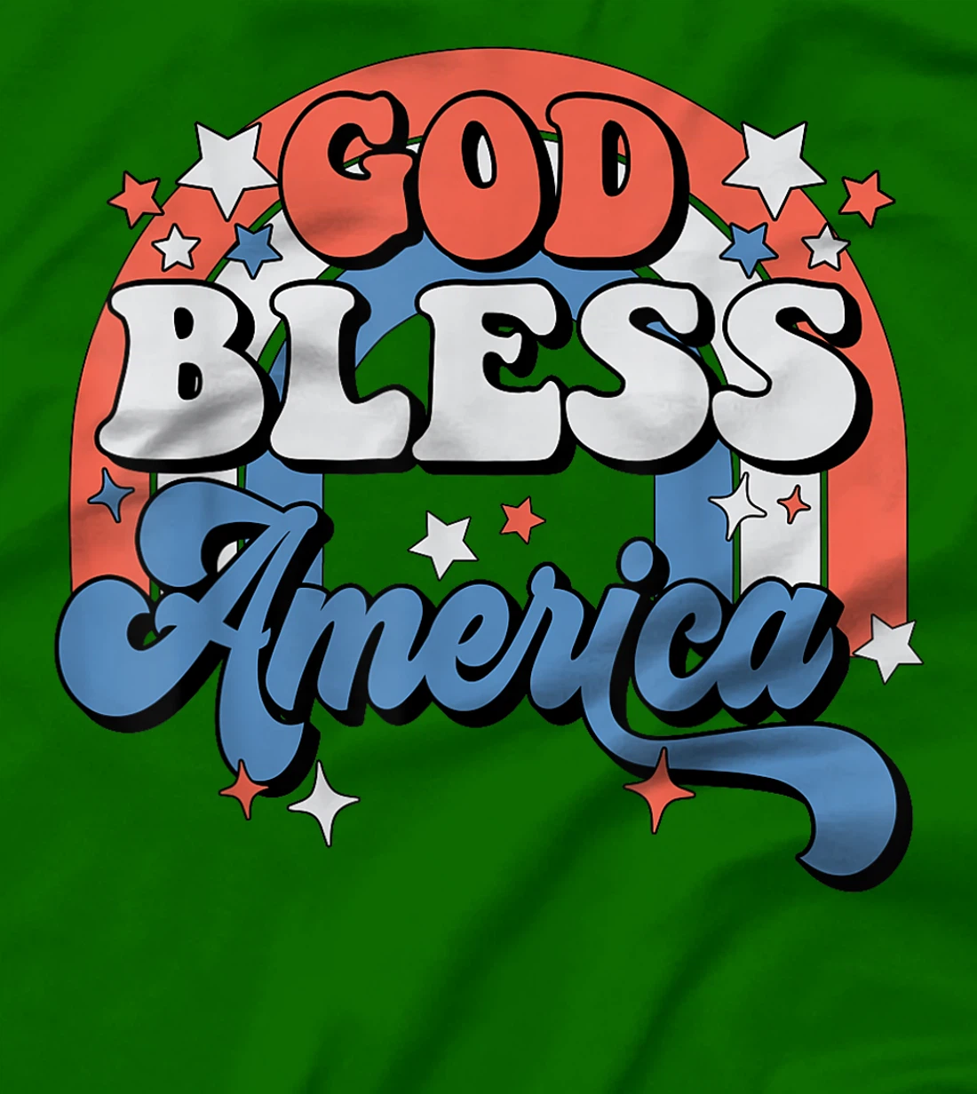God Bless America Rainbow Retro Groovy 4th Of July T-Shirt