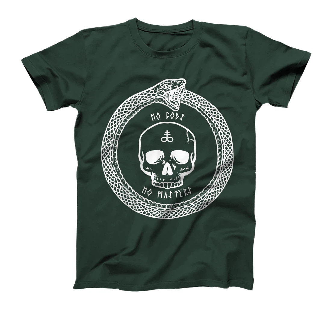 No Gods No Masters Satanic Cross Skull Ouroboros T-Shirt