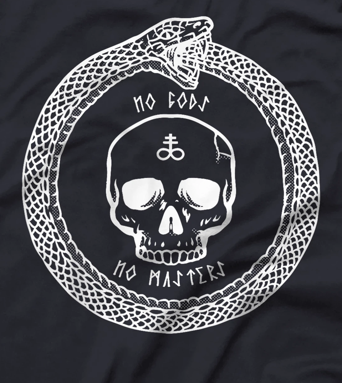 No Gods No Masters Satanic Cross Skull Ouroboros T-Shirt