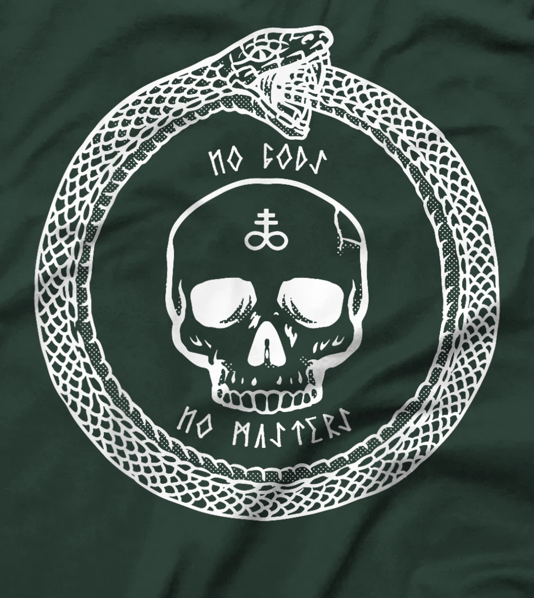 No Gods No Masters Satanic Cross Skull Ouroboros T-Shirt