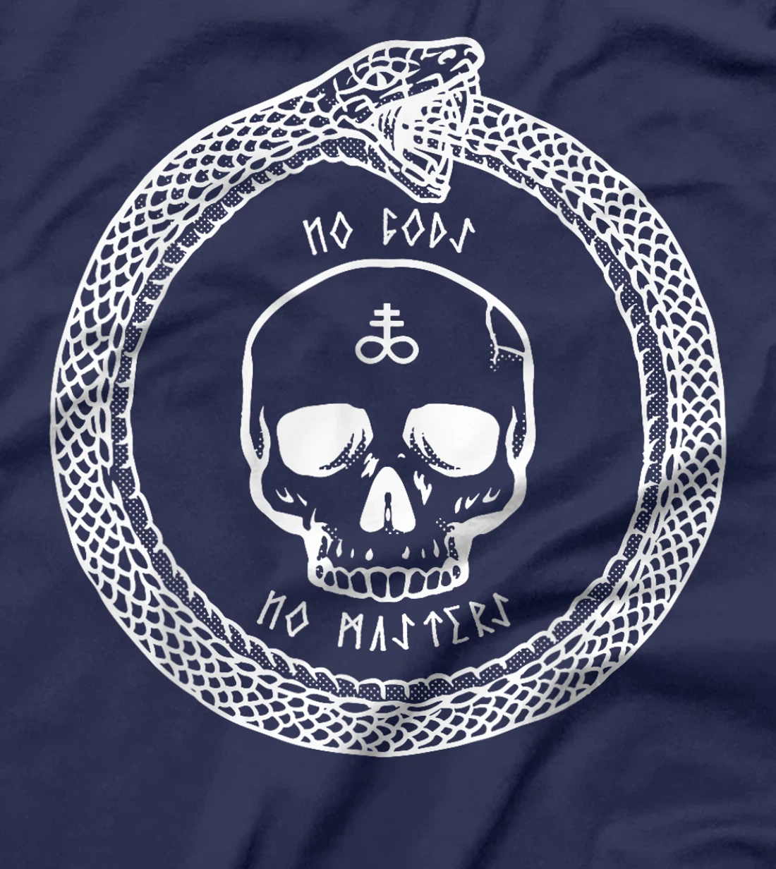 No Gods No Masters Satanic Cross Skull Ouroboros T-Shirt