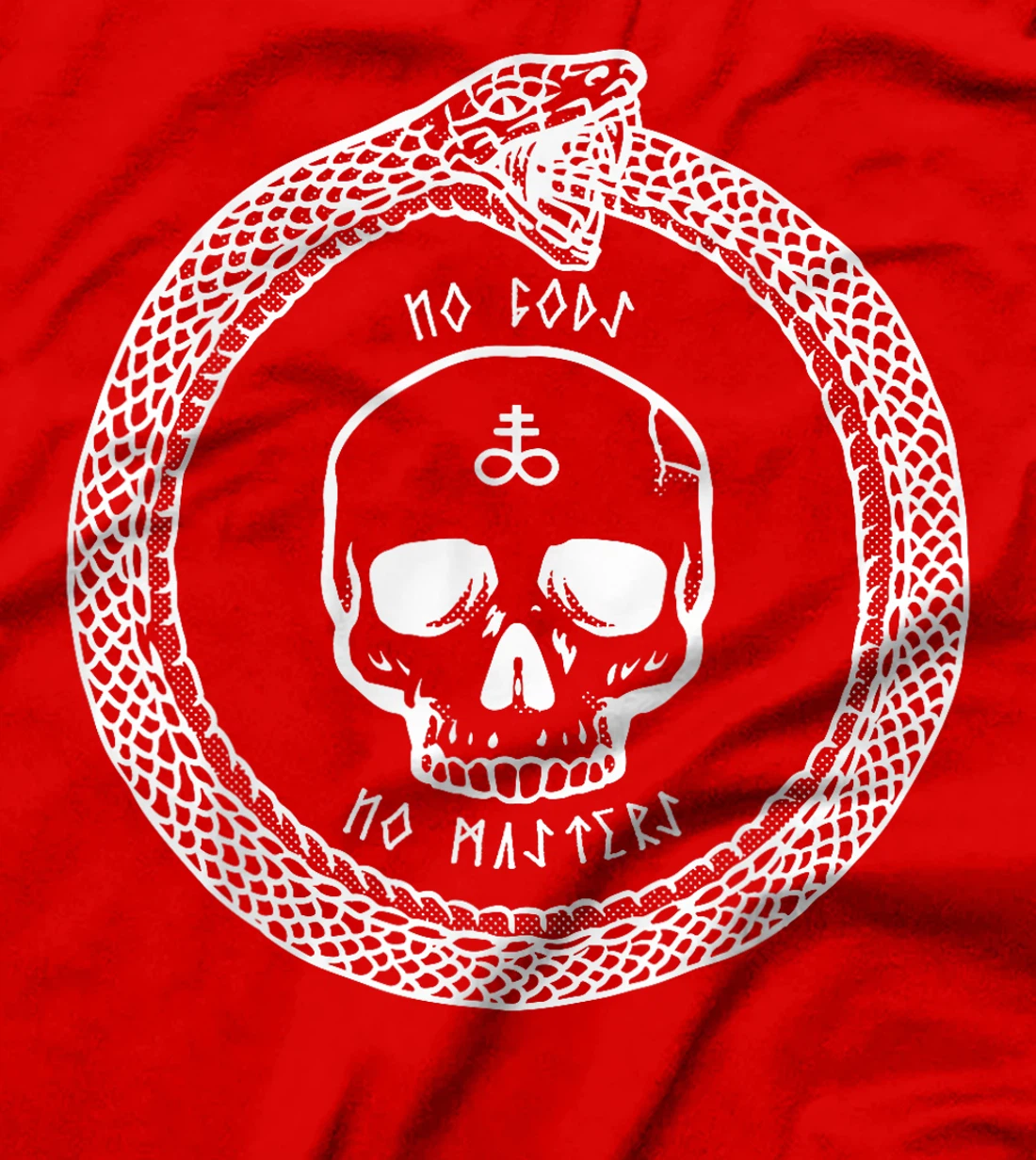No Gods No Masters Satanic Cross Skull Ouroboros T-Shirt