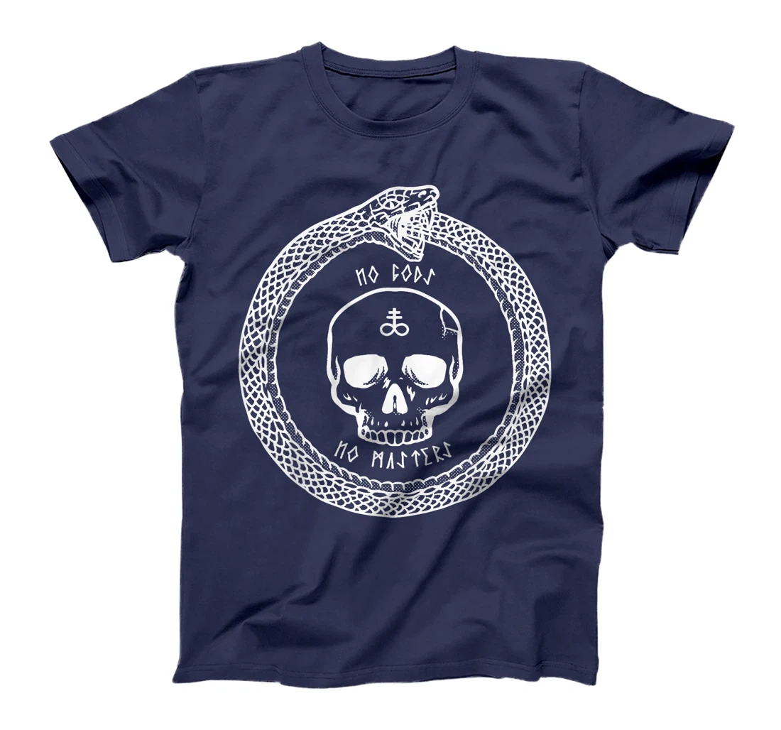No Gods No Masters Satanic Cross Skull Ouroboros T-Shirt