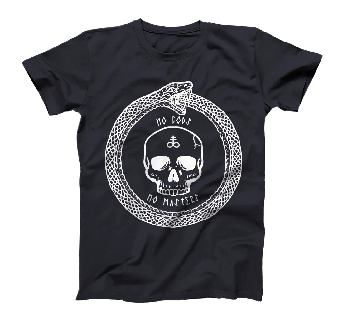 No Gods No Masters Satanic Cross Skull Ouroboros T-Shirt