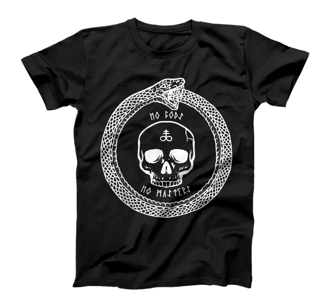 No Gods No Masters Satanic Cross Skull Ouroboros T-Shirt