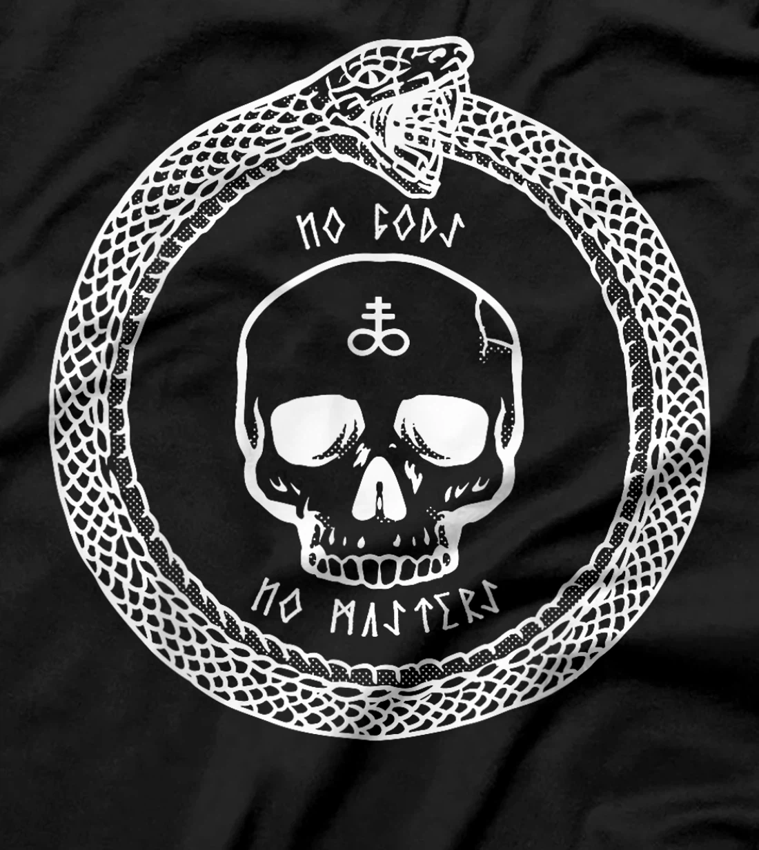 No Gods No Masters Satanic Cross Skull Ouroboros T-Shirt