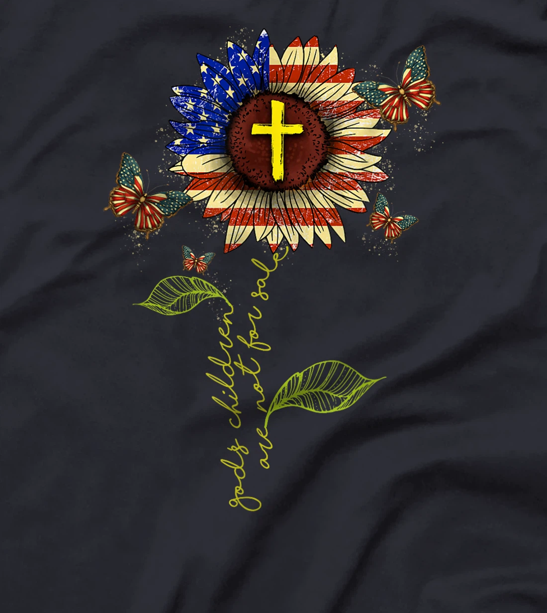 Sunflower God's Children Are Not For Sale Cross Christian T-Shirt