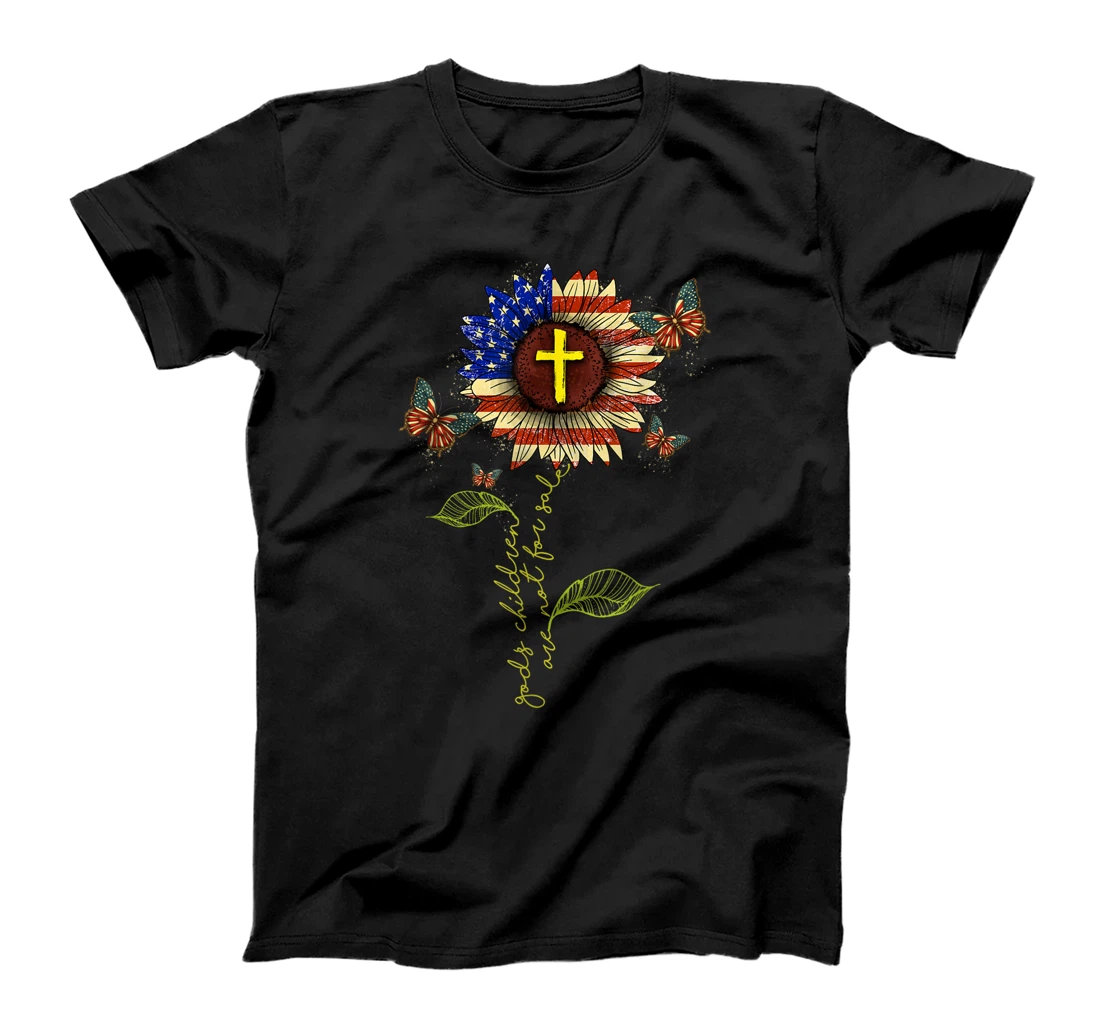 Sunflower God's Children Are Not For Sale Cross Christian T-Shirt