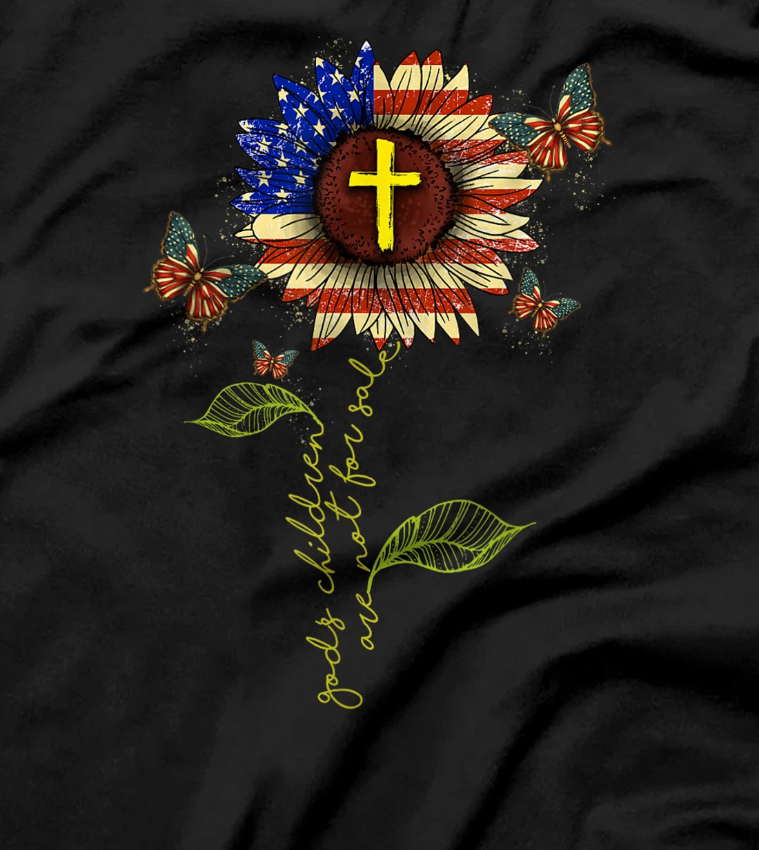 Sunflower God's Children Are Not For Sale Cross Christian T-Shirt