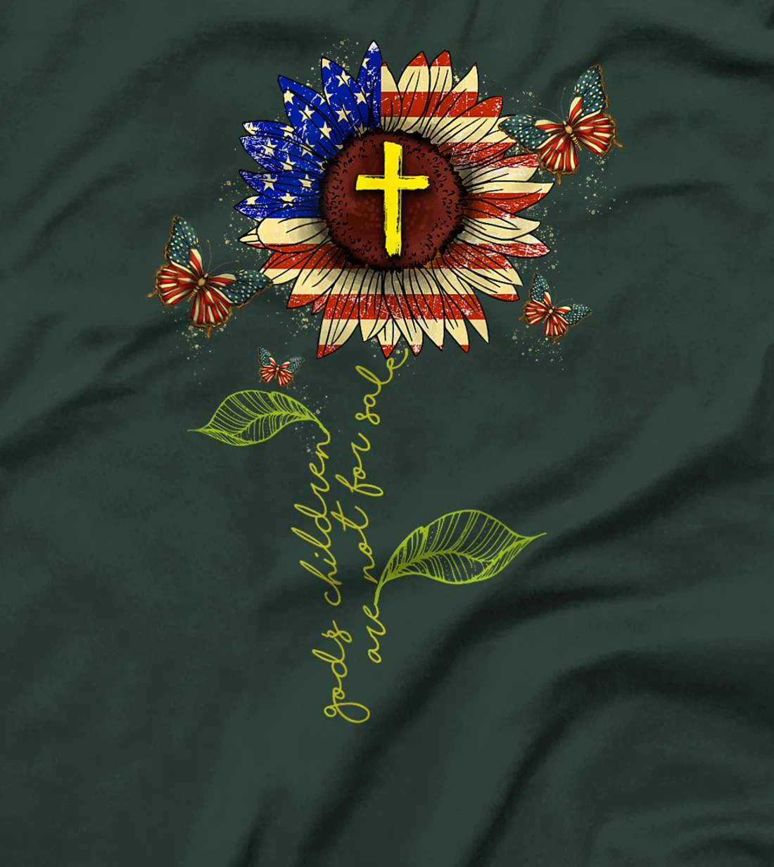 Sunflower God's Children Are Not For Sale Cross Christian T-Shirt