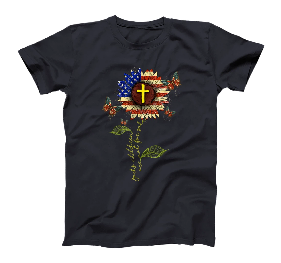 Sunflower God's Children Are Not For Sale Cross Christian T-Shirt
