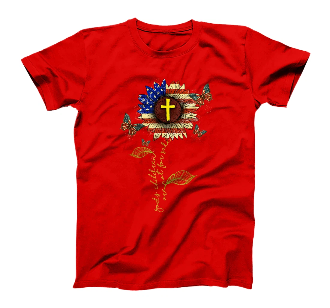 Sunflower God's Children Are Not For Sale Cross Christian T-Shirt