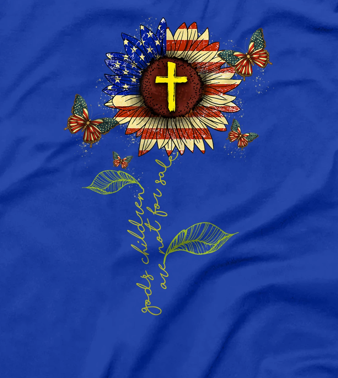 Sunflower God's Children Are Not For Sale Cross Christian T-Shirt