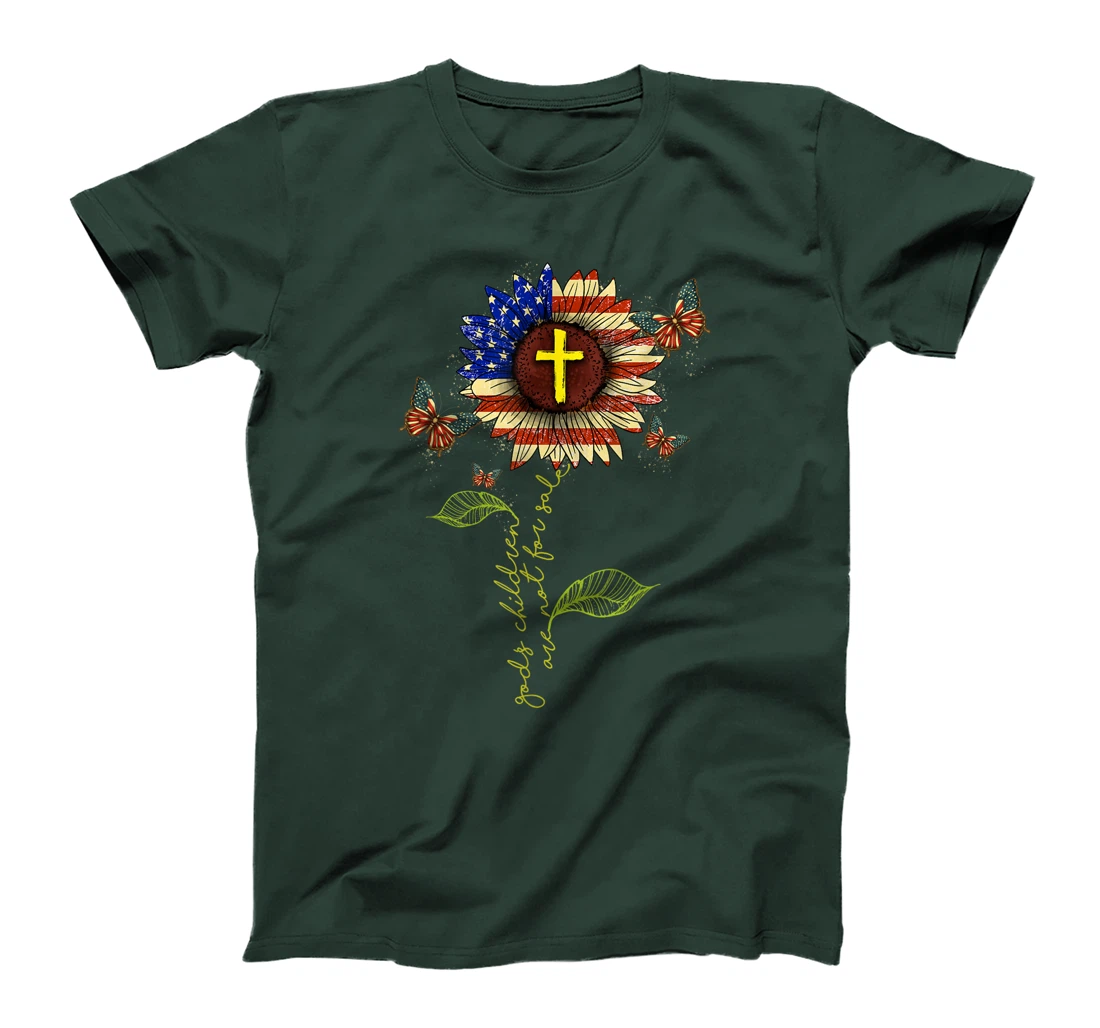 Sunflower God's Children Are Not For Sale Cross Christian T-Shirt
