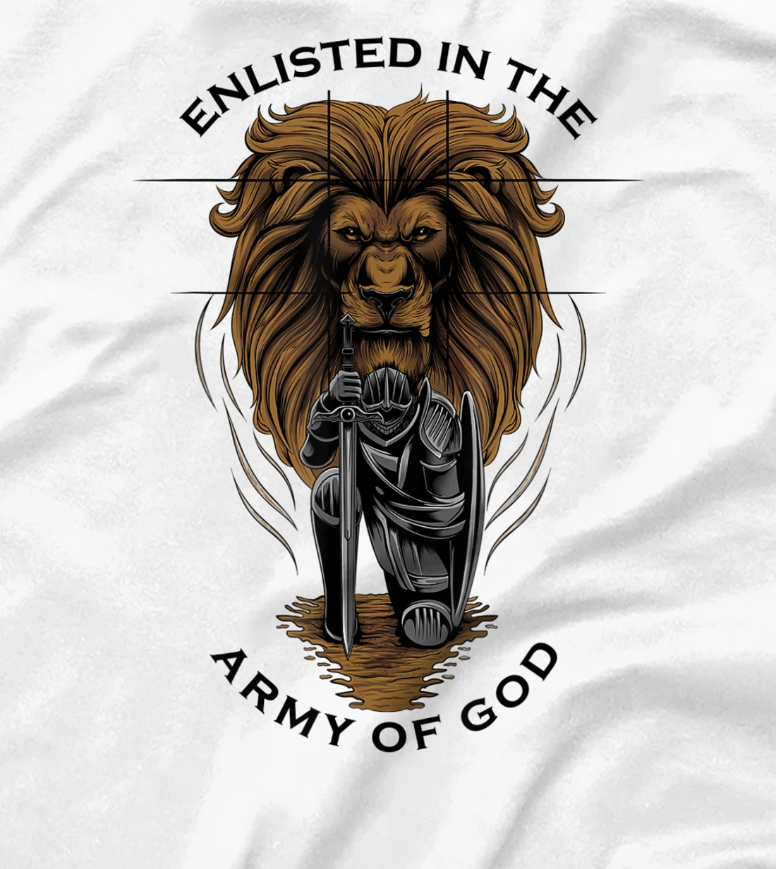 Gods Army Christian Faith Lion Warrior Religious Gifts Men T-Shirt