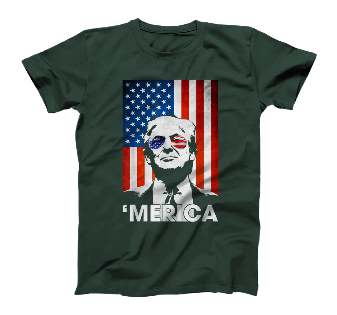 Trump Merica American Flag 4th Of July Murica Patriotic T-Shirt