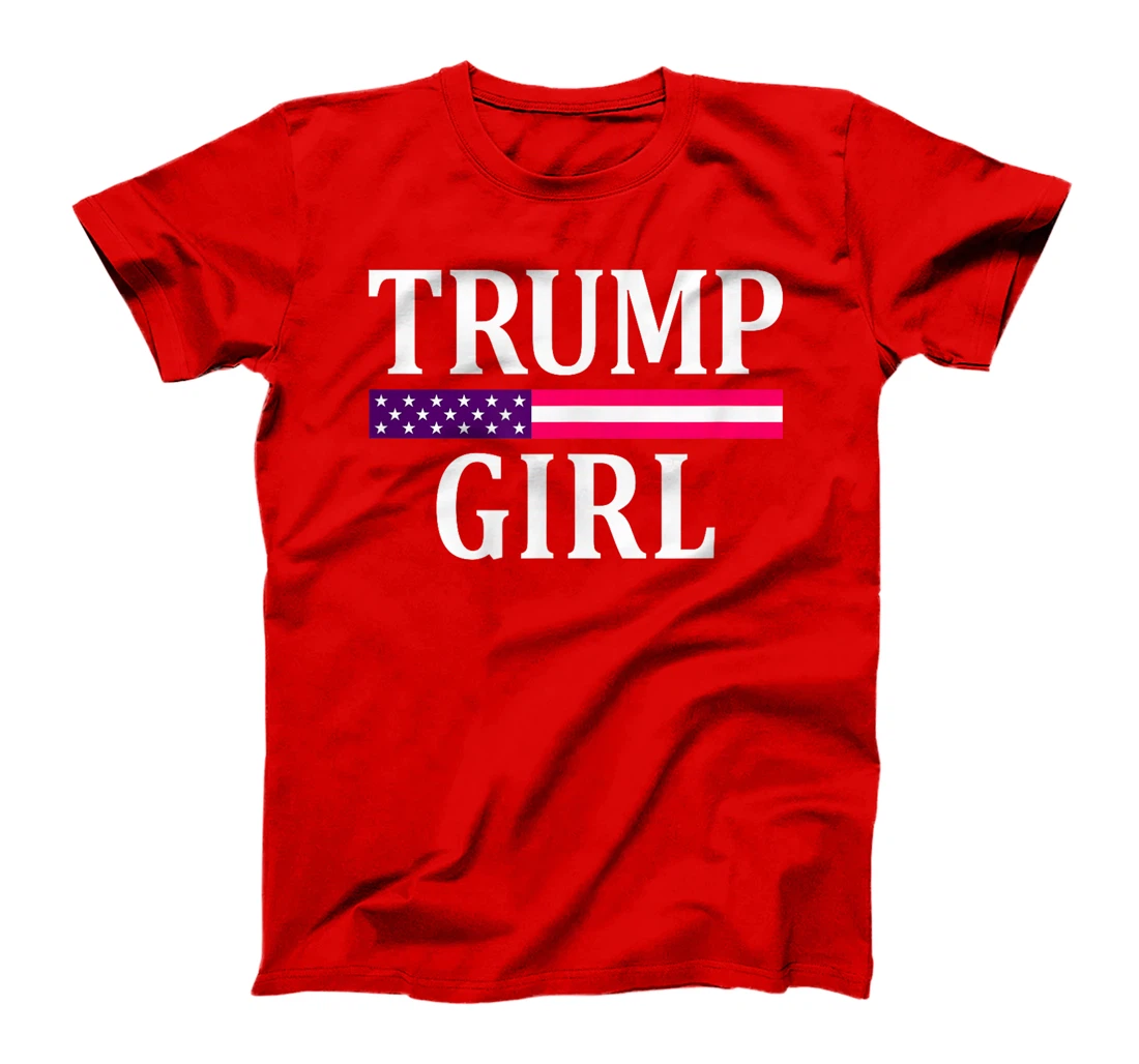 Cute Vintage Vote Trump Girl Republican US Flag 2024 Womens T-Shirt