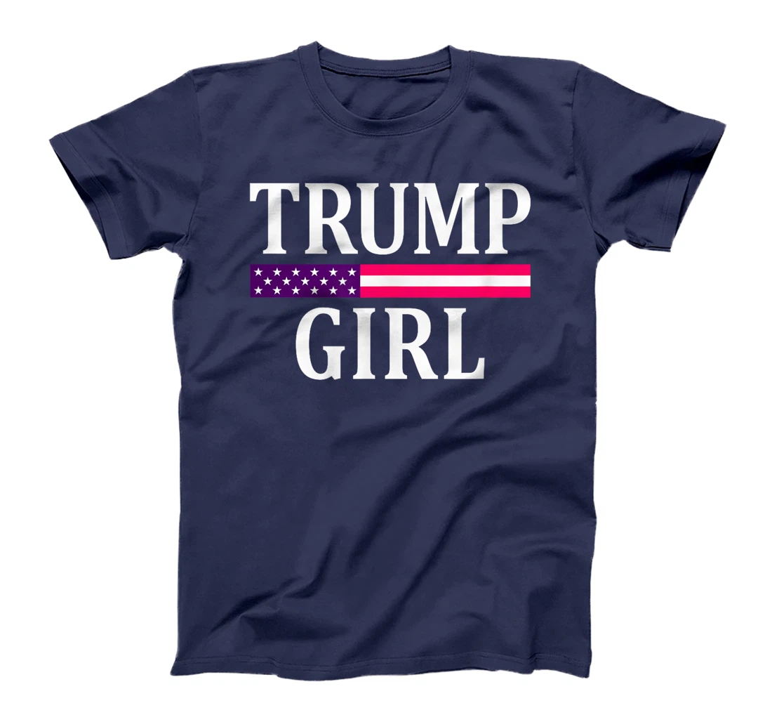 Cute Vintage Vote Trump Girl Republican US Flag 2024 Womens T-Shirt