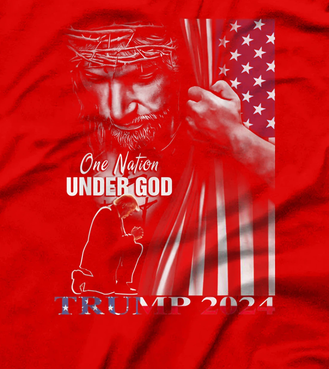 One Nation Under God Trump 2024 God American Flag T-Shirt