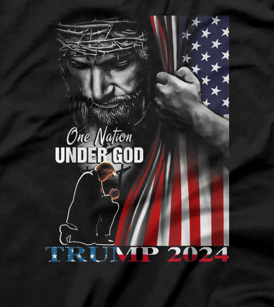 One Nation Under God Trump 2024 God American Flag T-Shirt