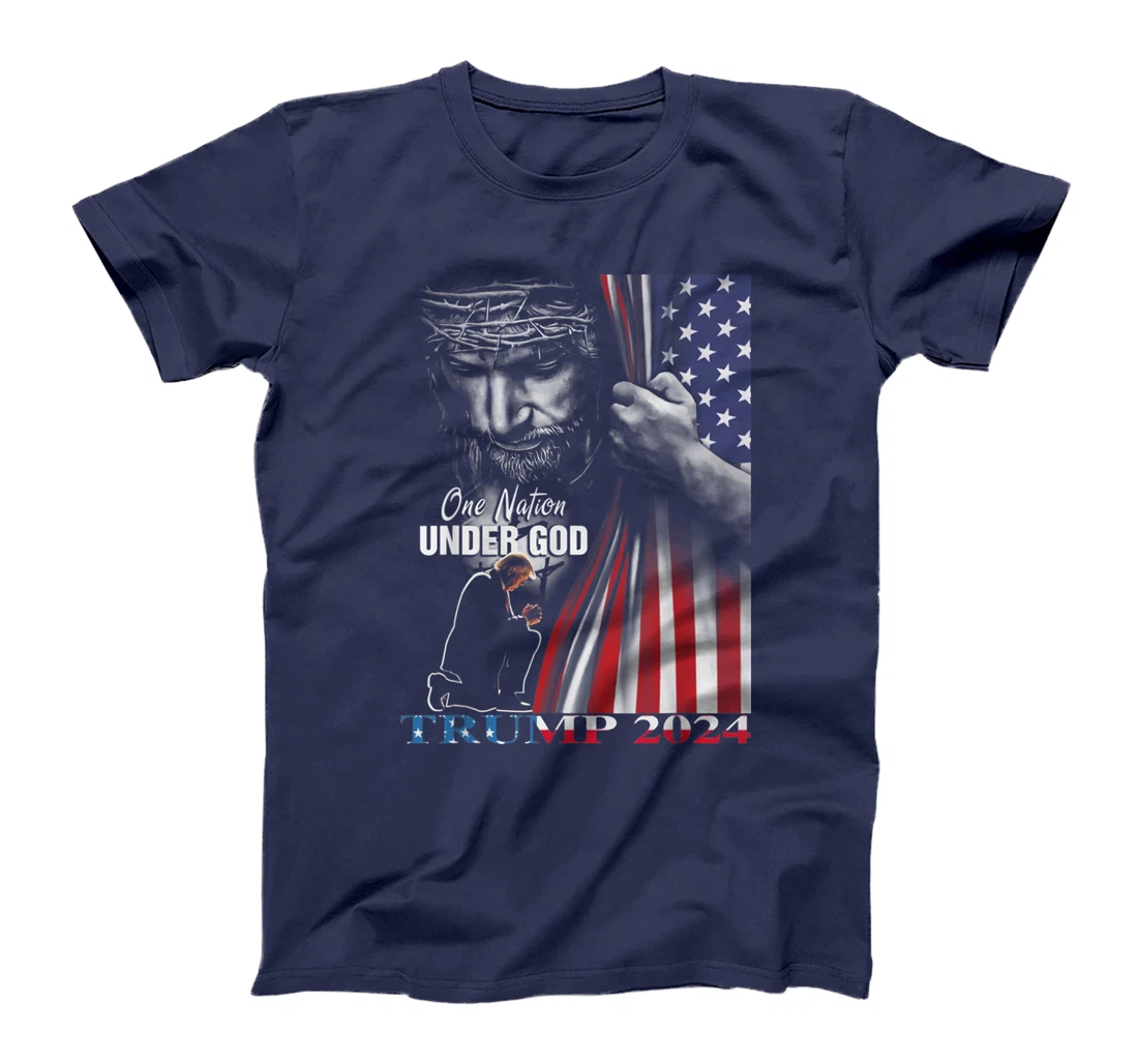 One Nation Under God Trump 2024 God American Flag T-Shirt