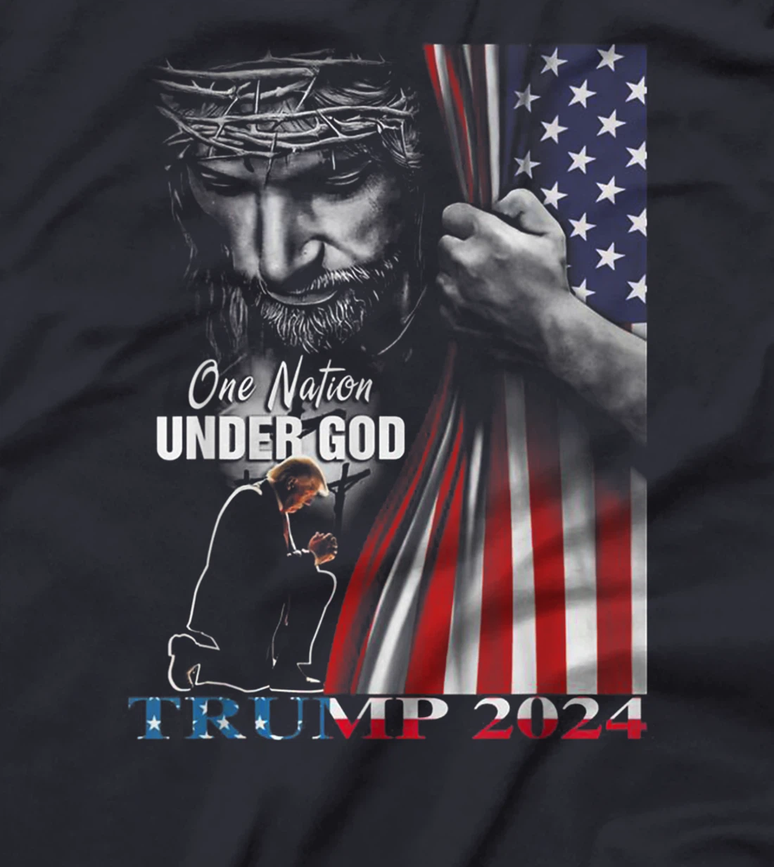 One Nation Under God Trump 2024 God American Flag T-Shirt
