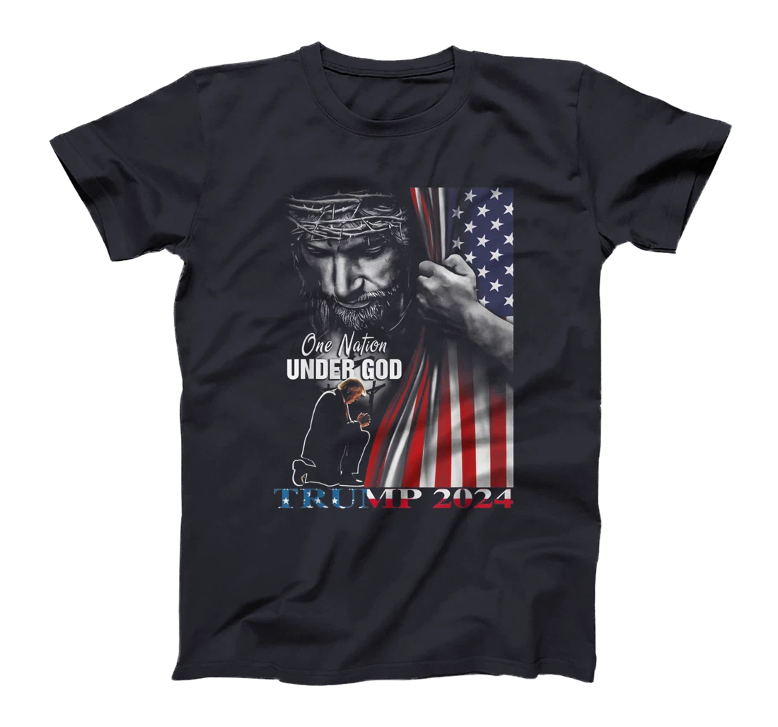 One Nation Under God Trump 2024 God American Flag T-Shirt