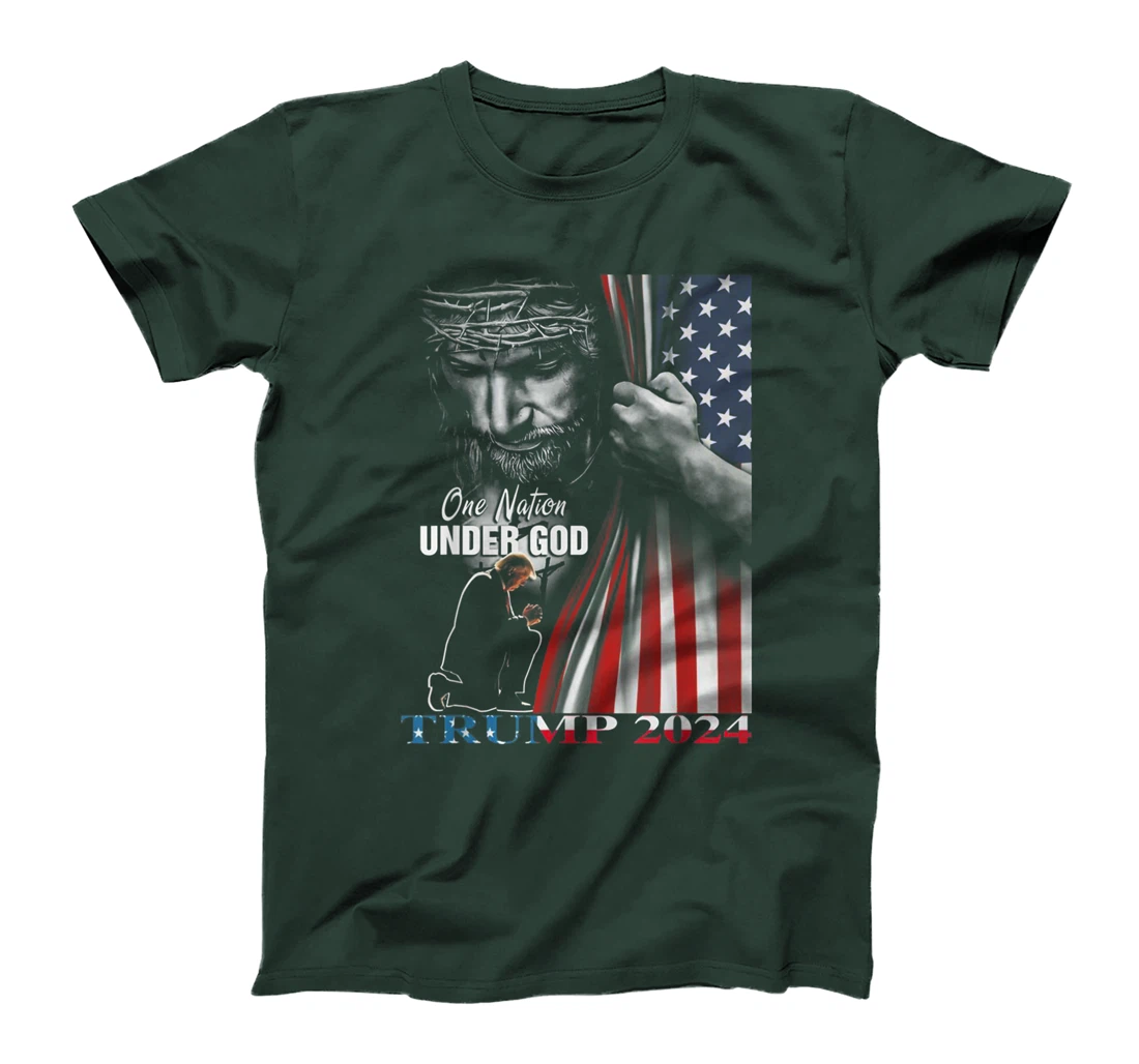 One Nation Under God Trump 2024 God American Flag T-Shirt