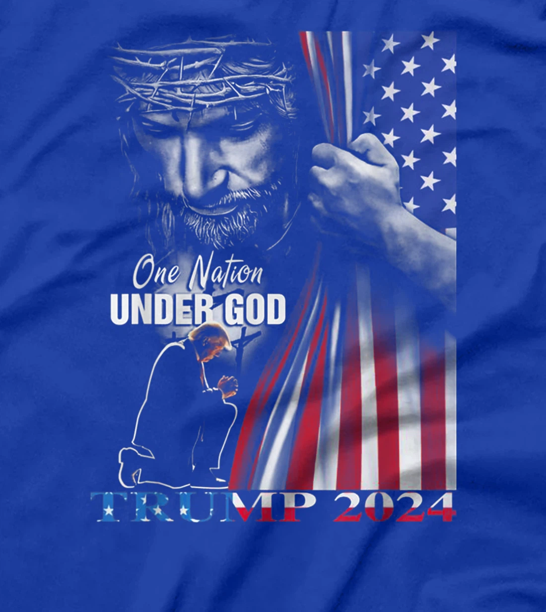 One Nation Under God Trump 2024 God American Flag T-Shirt