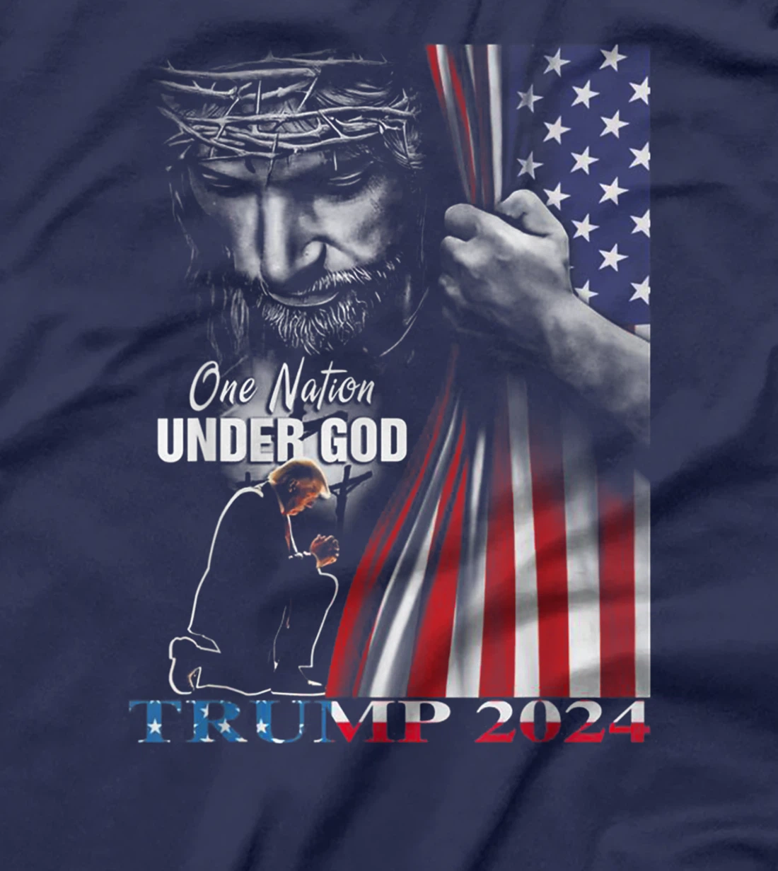 One Nation Under God Trump 2024 God American Flag T-Shirt