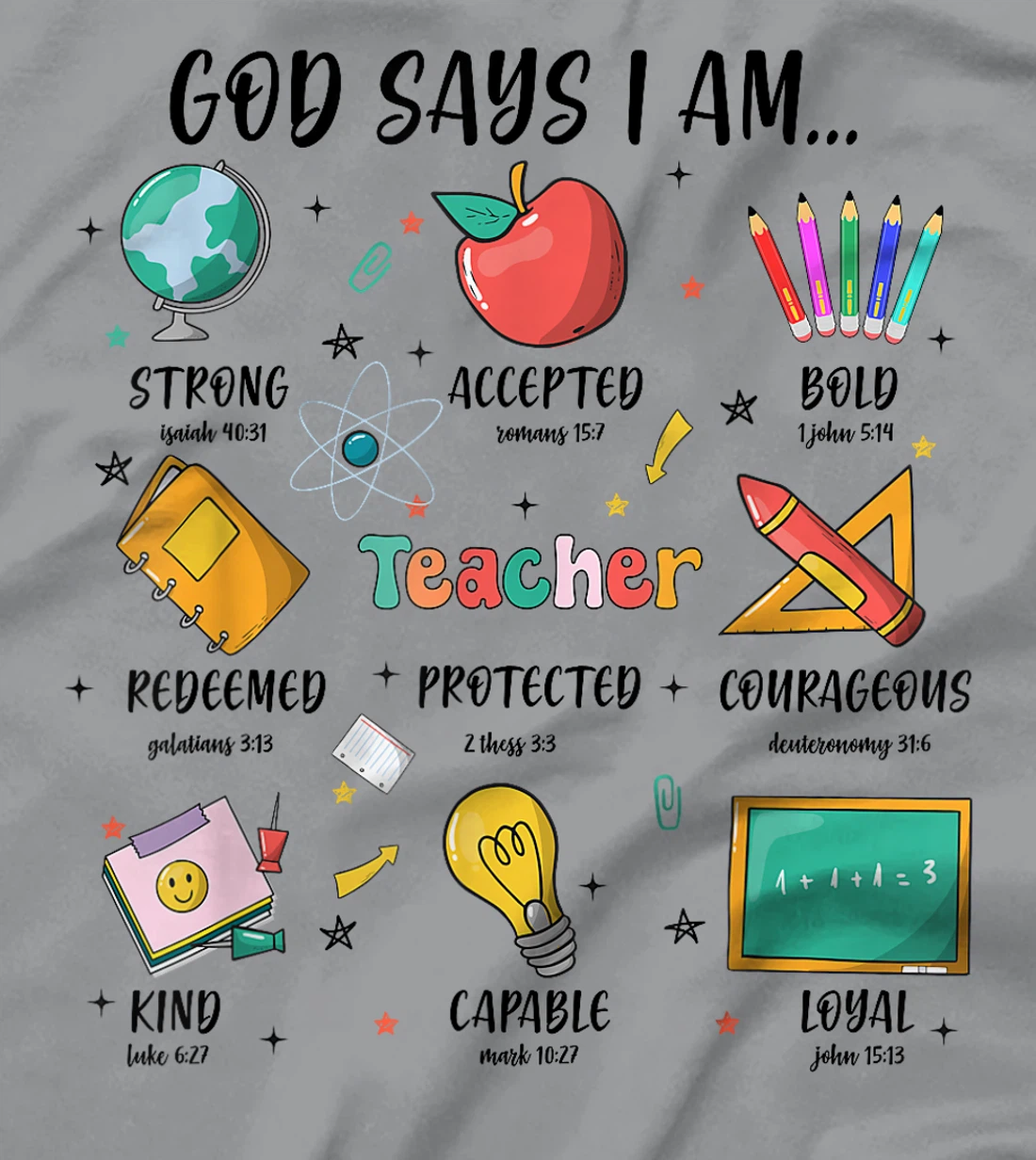 Teacher Christian God Says I Am Bible Verse Religious Teach T-Shirt